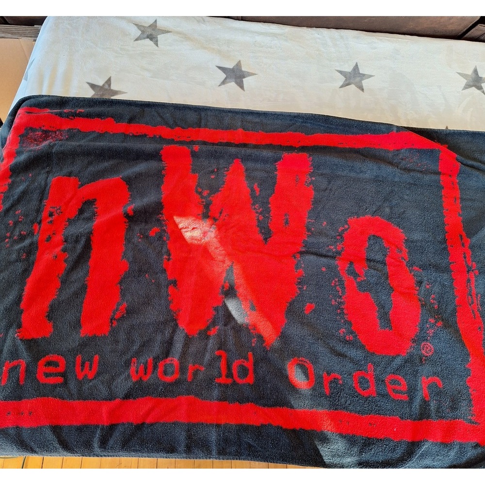 Vintage 90's NWO Wrestling Beach Towel Jay Franco‎ New World Order Black Red